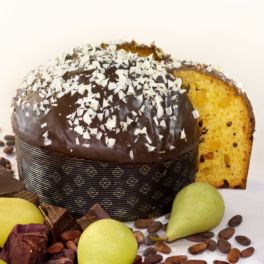 Panettone mit Birne und Schokolade