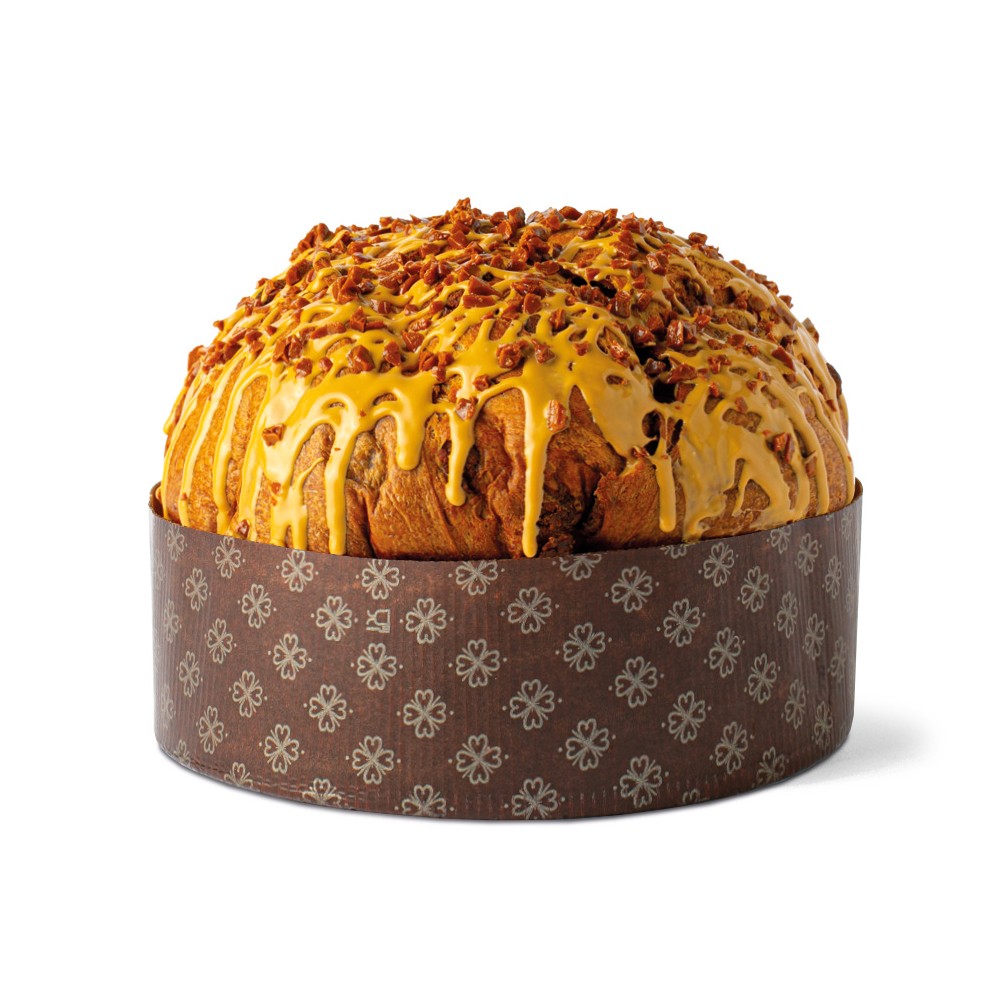 Panettone mit gesalzener Karamellcreme aus dem Spritzbeutel