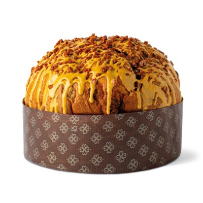 Panettone mit gesalzener Karamellcreme aus dem Spritzbeutel