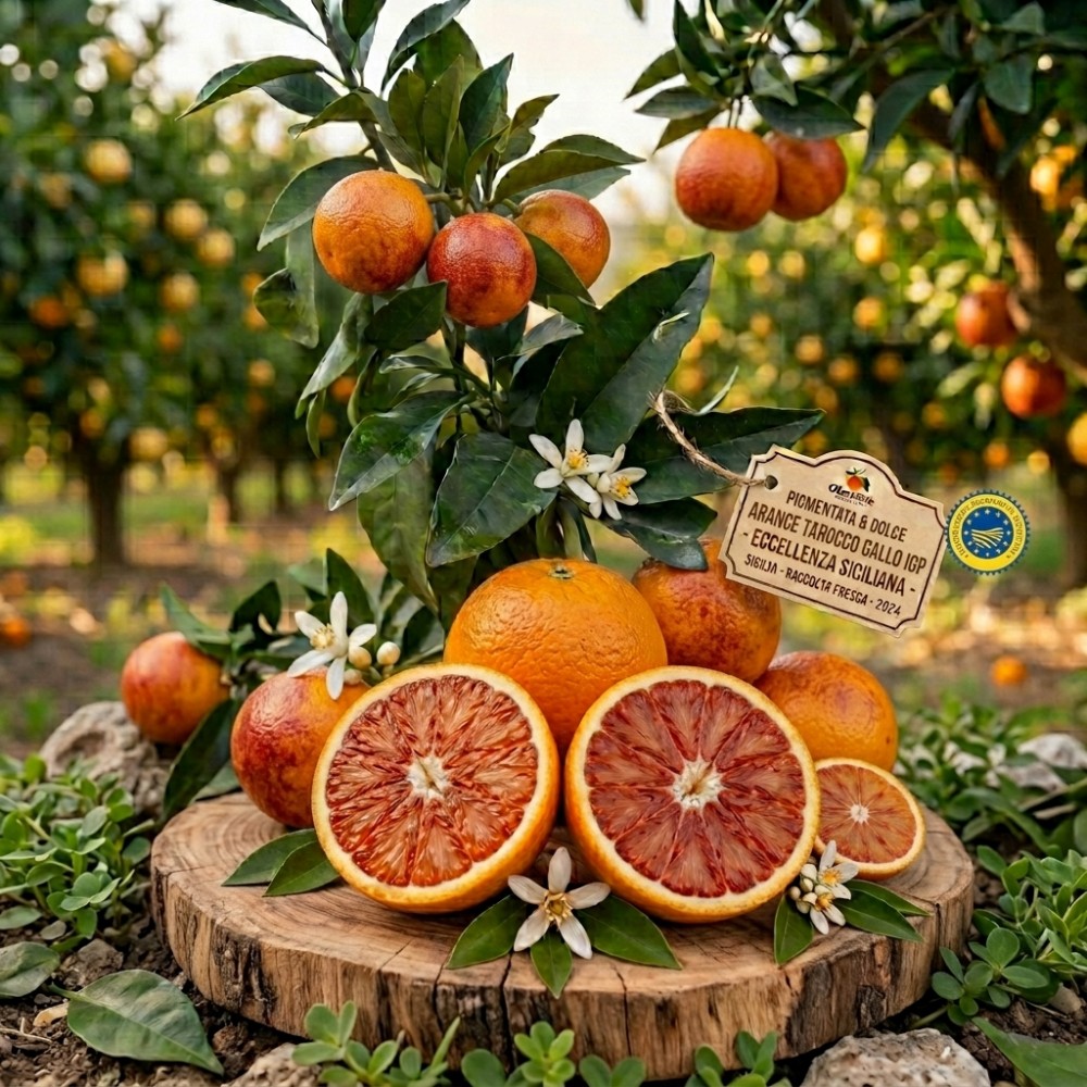 Tarocco-Orangen mit rotem Fruchtfleisch aus Sizilien